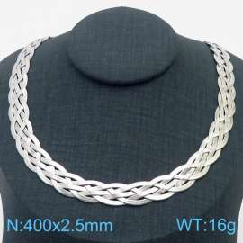 400x2.5mm Stainless Steel Braided Herringbone Necklace for Women Silver