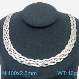 400x2.5mm Stainless Steel Braided Herringbone Necklace for Women Silver
