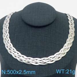 500x2.5mm Stainless Steel Braided Herringbone Necklace for Women Silver