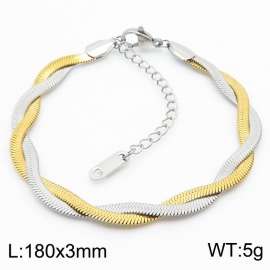 180x3mm Stainless Steel Braided Herringbone Necklace for Women