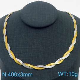 400x3mm Stainless Steel Braided Herringbone Necklace for Women