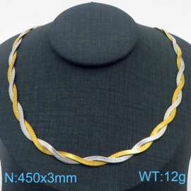 450x3mm Stainless Steel Braided Herringbone Necklace for Women