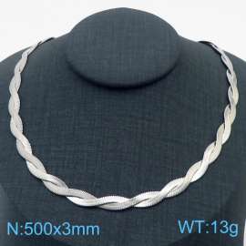500x3mm Stainless Steel Braided Herringbone Necklace for Women Silver