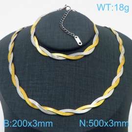 Stainless Steel Braided Herringbone Necklace Set for Women