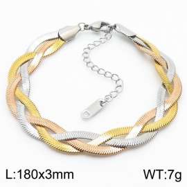 180x3mm Stainless Steel Braided Herringbone Necklace for Women