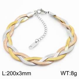 200x3mm Stainless Steel Braided Herringbone Necklace for Women