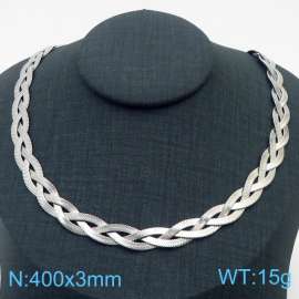 400x3mm Stainless Steel Braided Herringbone Necklace for Women Silver