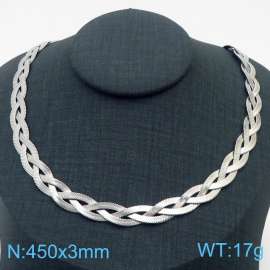 450x3mm Stainless Steel Braided Herringbone Necklace for Women Silver