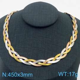 450x3mm Stainless Steel Braided Herringbone Necklace for Women