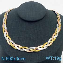 500x3mm Stainless Steel Braided Herringbone Necklace for Women