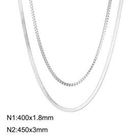 Stainless steel double layer necklace