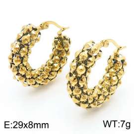 Metal ball wrapped ear loop, gold stainless steel ear buckle