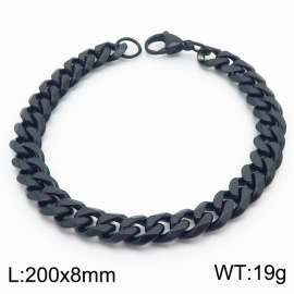 8mm Fashion Steel Black Men's Cuban Bracelet