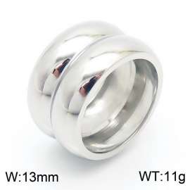 Smooth Plain Double Ring Steel Color Stainless Steel Ring