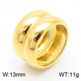 Smooth Plain Double Ring Gold Stainless Steel Ring