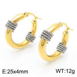 French Light Luxury Style Dual Color Stainless Steel Women's Earrings