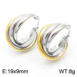 French Light Luxury Style Dual Color Stainless Steel Women's Earrings