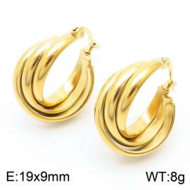 Spiral twisted gold small circle stainless steel ear buckle
