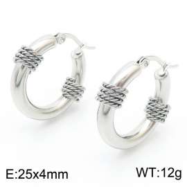 Temperament ins Fried Dough Twists wound titanium steel earrings