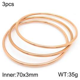 European and American fashion stainless steel three-layer large single loop charm rose gold bangle