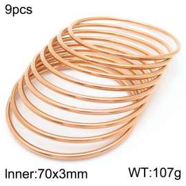 European and American fashion stainless steel nine-layer large single loop charm rose gold bangle
