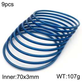 European and American fashion stainless steel nine-layer large single loop charm deep blue bangle