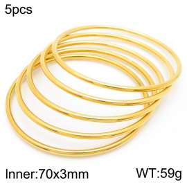 European and American fashion stainless steel five-layer large single loop charm gold bangle