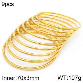 European and American fashion stainless steel nine-layer large single loop charm gold bangle