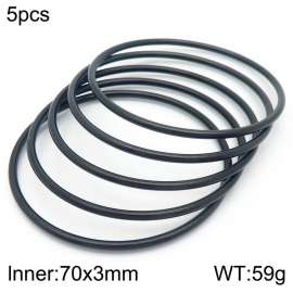 Wholesale 70x3mm Black Plated 5 Bangles Set Jewelry Stainless Steel Single Circle Bangles
