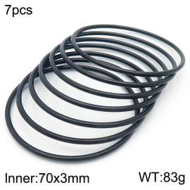 Wholesale 70x3mm Black Plated 7 Bangles Set Jewelry Stainless Steel Single Circle Bangles