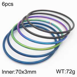 Minimalist Three Colors 6 Pieces of Bangle Set Stainless Steel 70x3mm Thin Circle Bracelets Jewelry