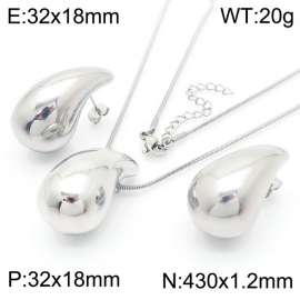 European and American Hollow Drop Pendant Necklace Titanium Steel Earrings Jewelry Set