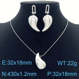High Quality Hollow Water Droplet Pendant Necklace Earring Stainless Steel Jewelry Set For Women