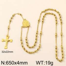 Stainless steel 4mm prayer bead necklace cross necklace decoration