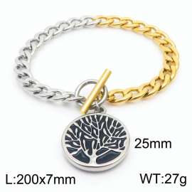 Fashion Steel Life Tree Pendant OT Buckle Titanium Steel Bracelet