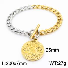 Personalized circular gold 25mm large tree OT buckle titanium steel bracelet