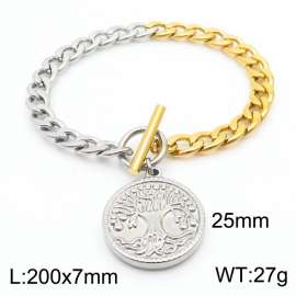 Personalized circular steel color 25mm large tree OT buckle titanium steel bracelet