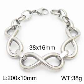 Trendy titanium steel infinite 8-shaped steel color bracelet