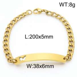 Hip hop trend titanium steel curved men's gold bracelet