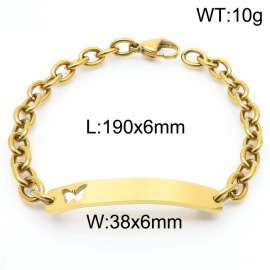 Delicate vacuum plating gold hollowed out butterfly bow hand-stitched O-chain stainless steel lady bracelet