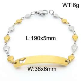 Delicate cut-out butterfly bend hand-stitched gold heart-shaped chain stainless steel lady bracelet
