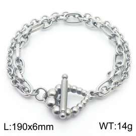 Korean edition double-layer stitched o-chain stainless steel lady bracelet