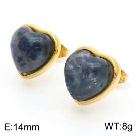 Retro vacuum gold plated agate stone stainless steel lady earrings