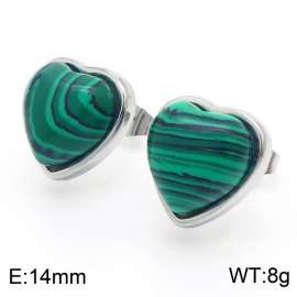Retro synthetic malachite stainless steel lady earrings