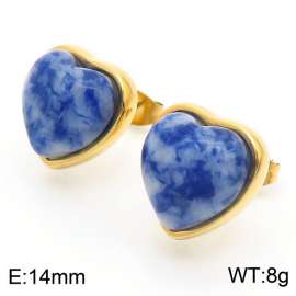 Retro vacuum-plated Gold Blue Pointe stainless steel lady earrings
