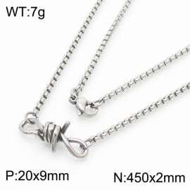 2*450mm Retro safe square pearl stainless steel necklace for men and women