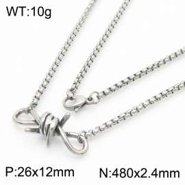 2.4*480mm Retro safe square pearl stainless steel necklace for men and women