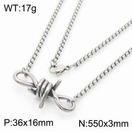 3*550mm Retro safe square pearl stainless steel necklace for men and women