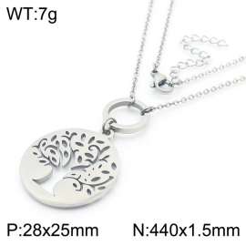 INS Tree of life round pendant stainless steel lady necklace
