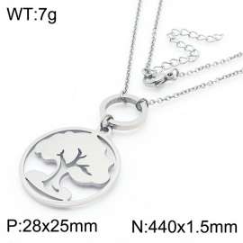 Tree of life round pendant stainless steel ladies necklace